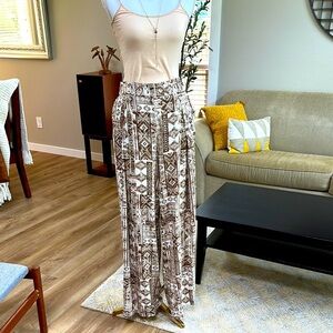 Boho Elastic Waist Flowy Wide Leg Palazzo Pants